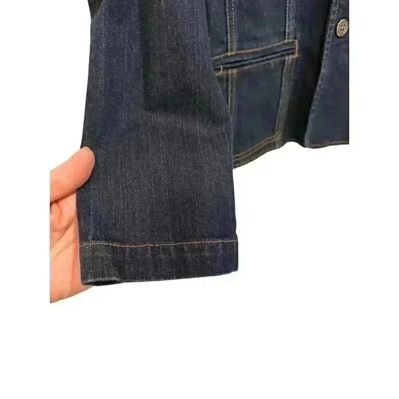 Chicos Platinum Jean Jacket Size 2, Pre-Owned - Picture 2 of 6